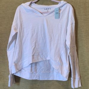 White Long Sleeve Hooded Jersey LOFT M